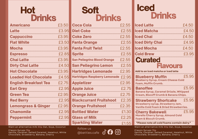 Drinks Menu